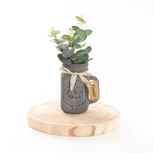 Glass Mason Jar Village Collection Grey (10x8x13.5cmH)