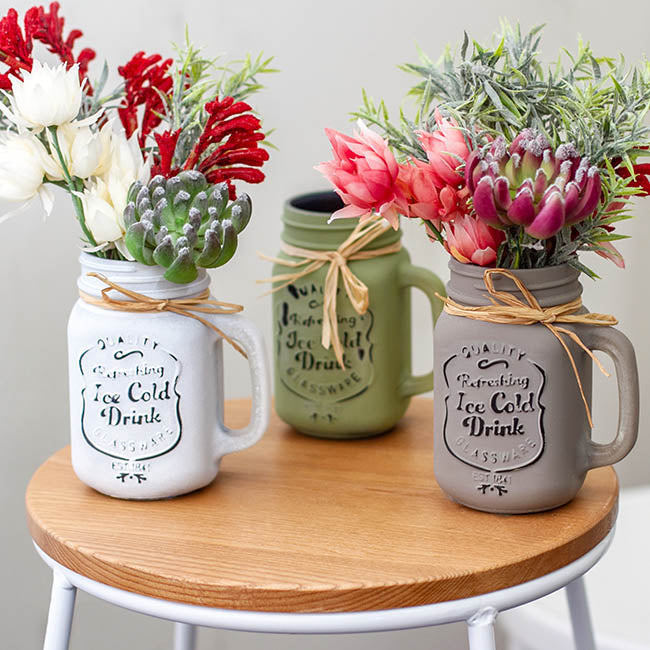 Glass Mason Jar Village Collection Grey (10x8x13.5cmH)