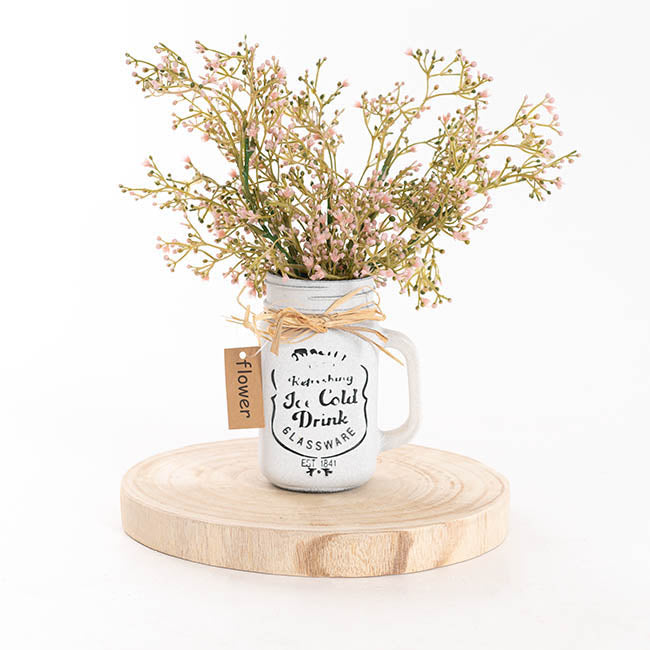 Glass Mason Jar Village Collection White (10x8x13.5cmH)