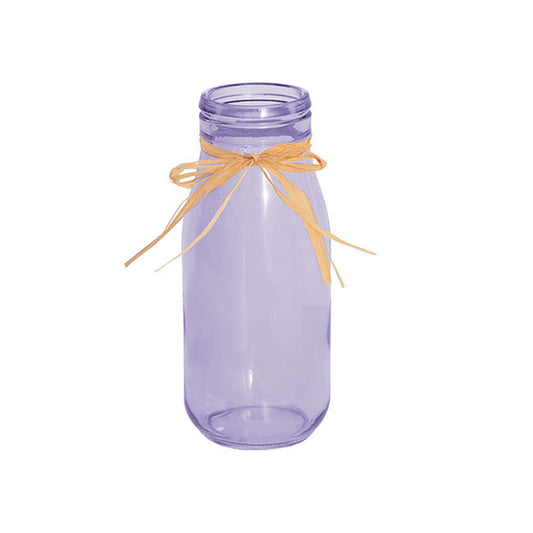 Glass Milk Bottle Solid Glossy Lilac (6cmDx15.5cmH)