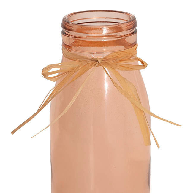 Glass Milk Bottle Solid Glossy Peach (6cmDx15.5cmH)