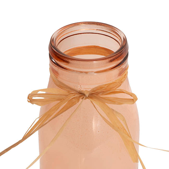 Glass Milk Bottle Solid Glossy Peach (6cmDx15.5cmH)