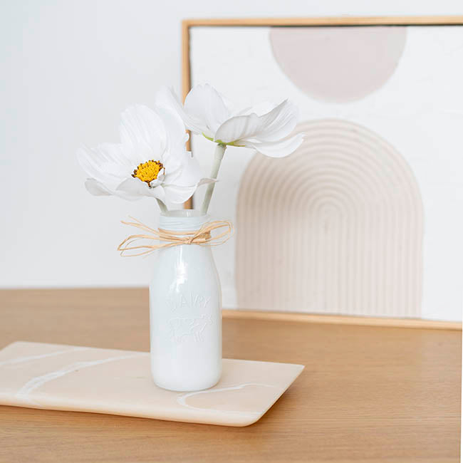 Glass Milk Bottle Solid Glossy White (6cmDx15.5cmH)