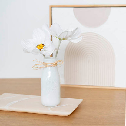 Glass Milk Bottle Solid Glossy White (6cmDx15.5cmH)