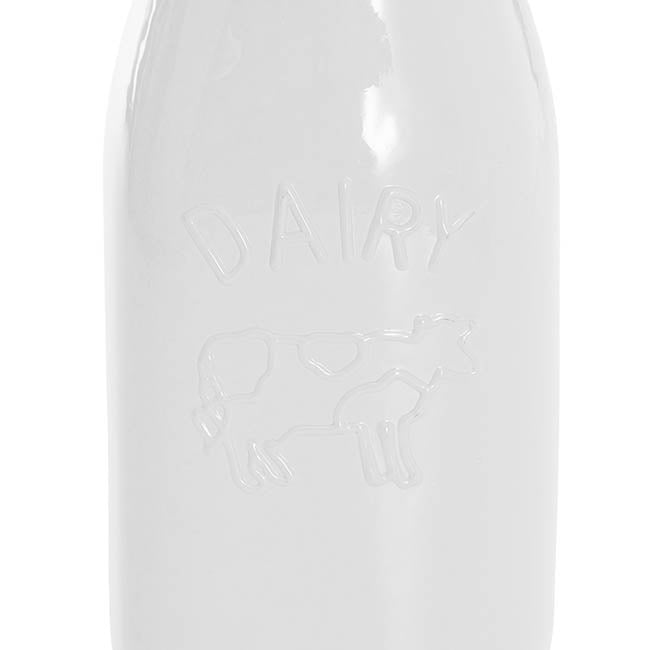 Glass Milk Bottle Solid Glossy White (6cmDx15.5cmH)