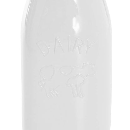 Glass Milk Bottle Solid Glossy White (6cmDx15.5cmH)