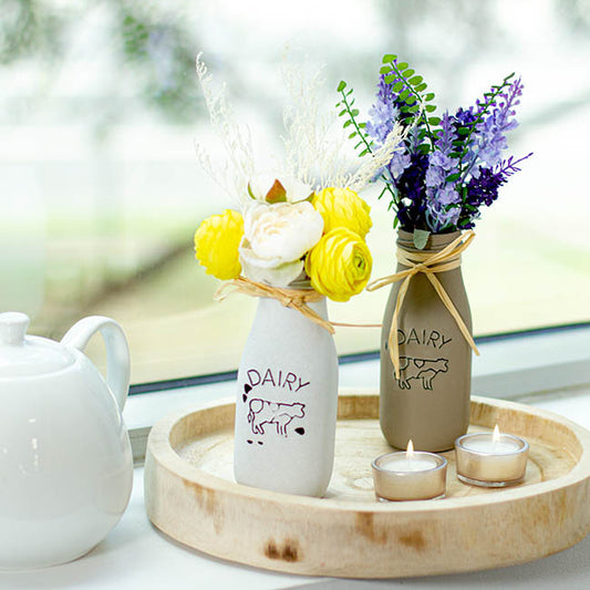 Glass Milk Bottle Village Collection Grey (6cmDx15.5cmH)