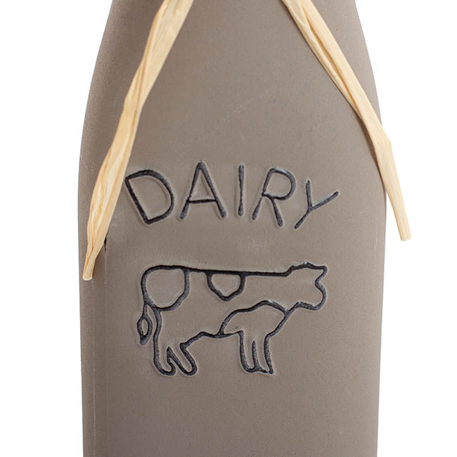 Glass Milk Bottle Village Collection Grey (6cmDx15.5cmH)