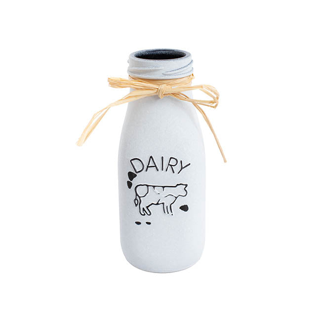 Glass Milk Bottle Village Collection White (6cmDx15.5cmH)