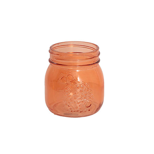 Glass Mason Jar Small Peach (8x9cmH)