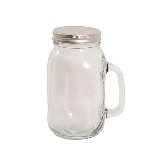Glass Mason Jar XL with Handle and Lid Clear (15Dx17.5cmH)
