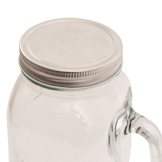 Glass Mason Jar XL with Handle and Lid Clear (15Dx17.5cmH)