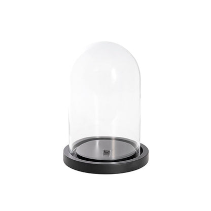 Glass Cloche Dome Terrarium Black With Base (17.5Dx25cmH)