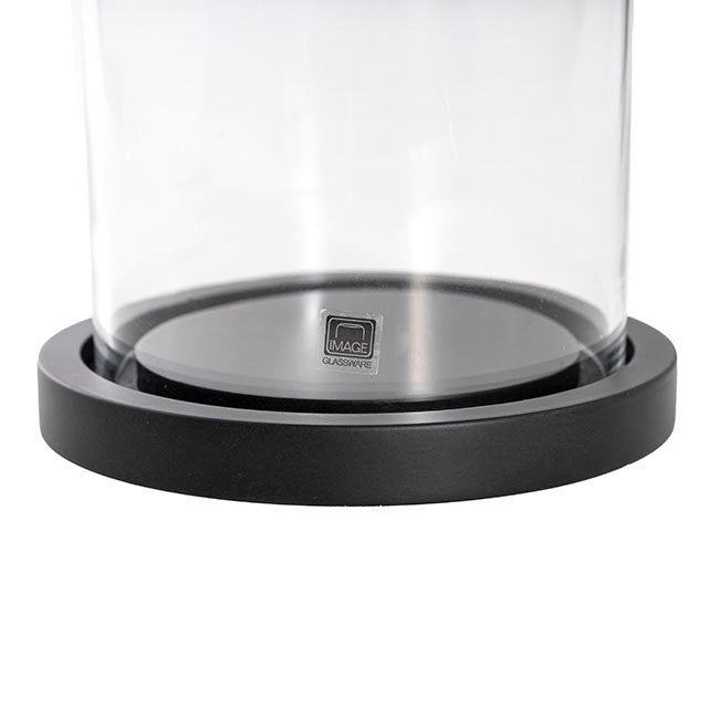 Glass Cloche Dome Terrarium Black With Base (17.5Dx25cmH)