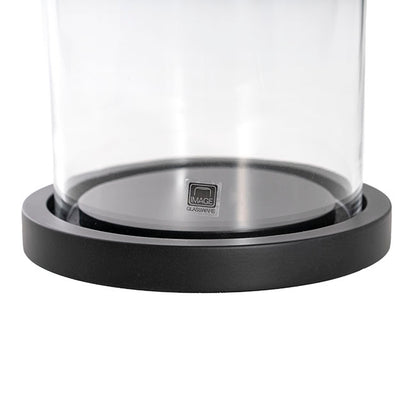 Glass Cloche Dome Terrarium Black With Base (17.5Dx25cmH)