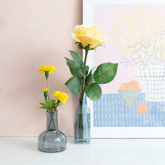 Glass Vintage Bottle Bud Vase French Blue (3TDx8.4TDx12cmH)