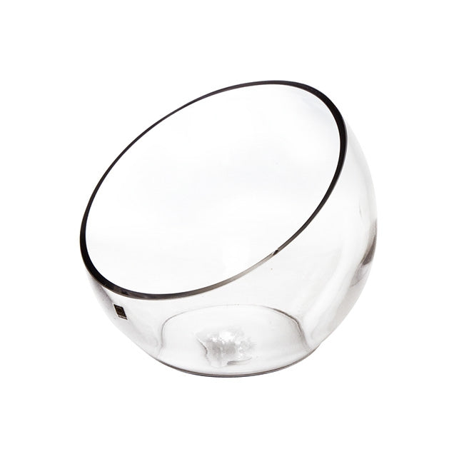 Glass Diagonal Cut Round Vase Clear (TD:18x BD:9.8x15.2cmH)