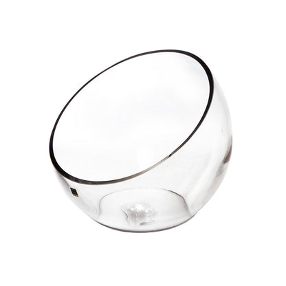 Glass Diagonal Cut Round Vase Clear (TD:18x BD:9.8x15.2cmH)