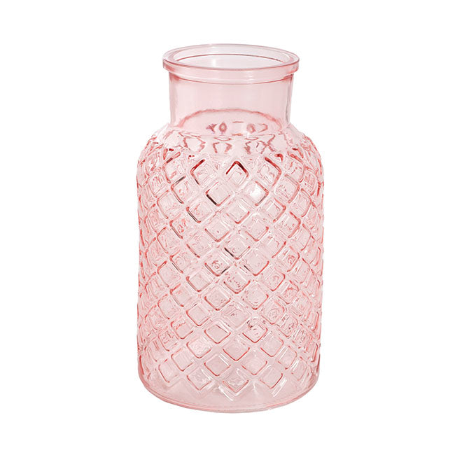 Glass Ann Bottle Vase Large Light Pink (14.5x25.5cmH)