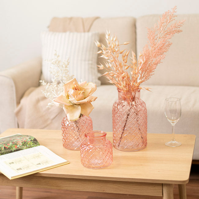Glass Ann Bottle Vase Large Light Pink (14.5x25.5cmH)
