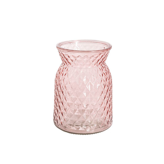 Glass Ann Posy Bottle Vase Light Pink(12x16cmH)