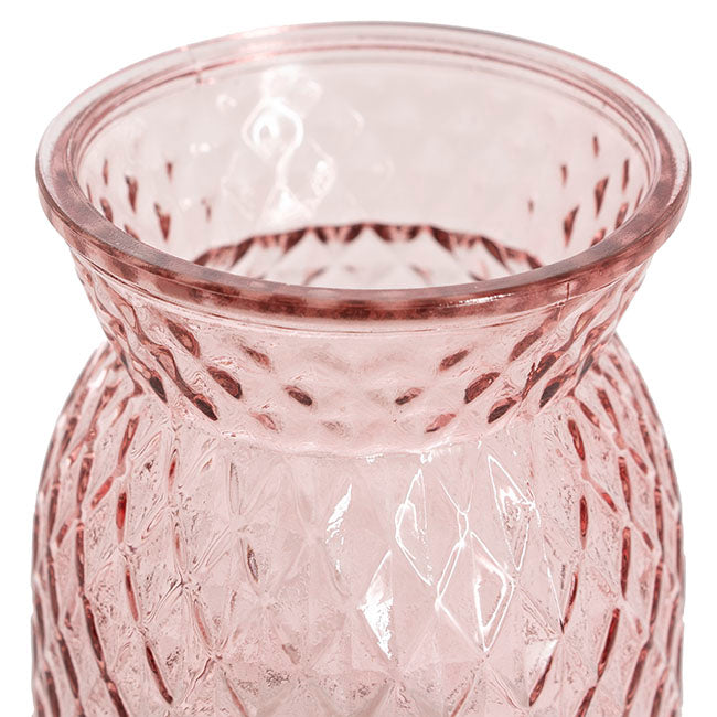 Glass Ann Posy Bottle Vase Light Pink(12x16cmH)