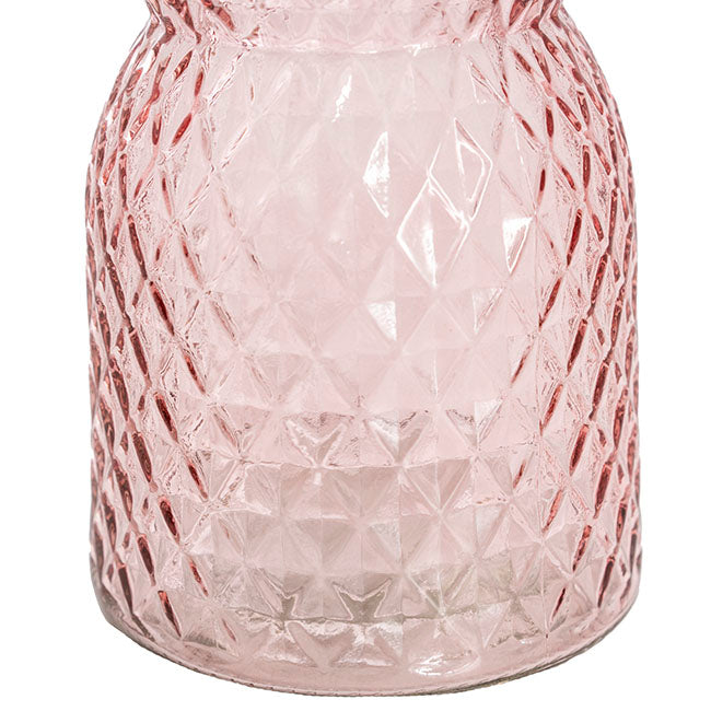 Glass Ann Posy Bottle Vase Light Pink(12x16cmH)