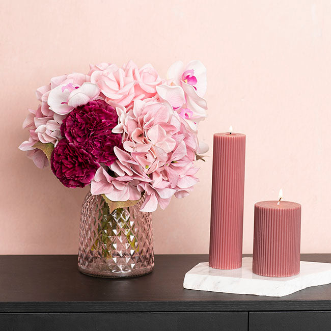 Glass Ann Posy Bottle Vase Light Pink(12x16cmH)