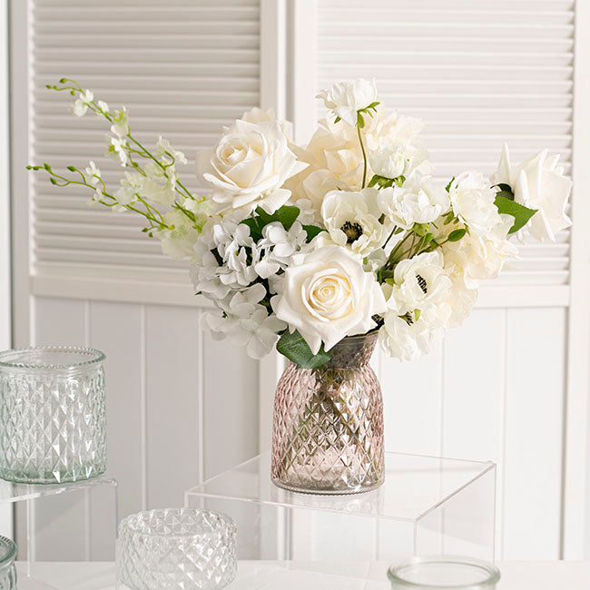 Glass Ann Posy Bottle Vase Light Pink(12x16cmH)