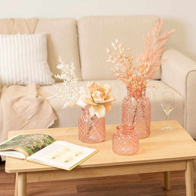 Glass Ann Bottle Vase Light Pink (14x16cmH)