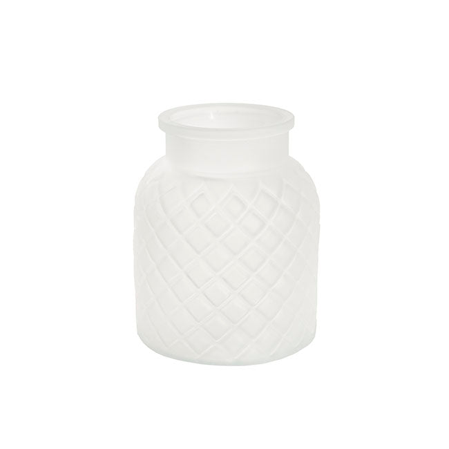 Glass Ann Bottle Vase Frosted White (14x16cmH)