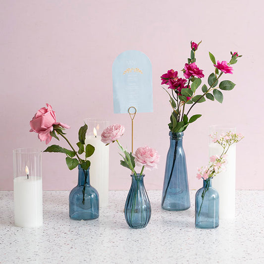 Glass Vintage Evelyn Bottle Bud Vase Blue 500ml 8.5x22.5cmH