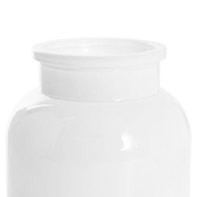 Glass Botany Bottle Glossy White (14x16cmH)