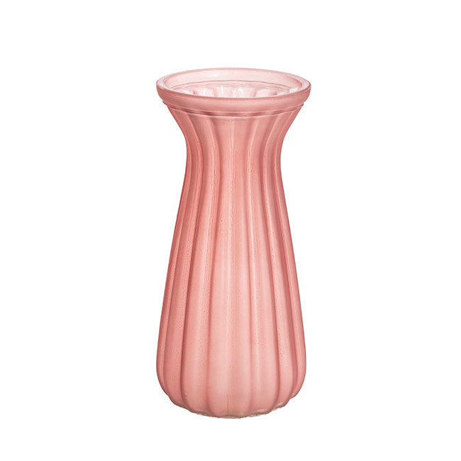 Glass Lynne Posy Vase Matte Pink (10x11x22cmH)