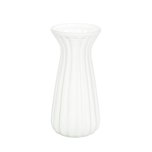 Glass Lynne Posy Vase Matte Frosted White (10x11x22cmH)