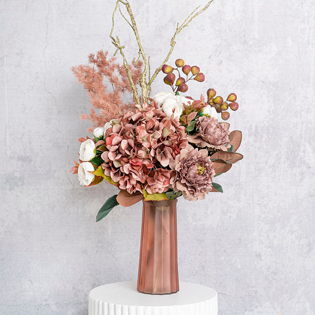 Glass Lynne Conical Vase Matte Pink (9.3x11x24.5cmH)