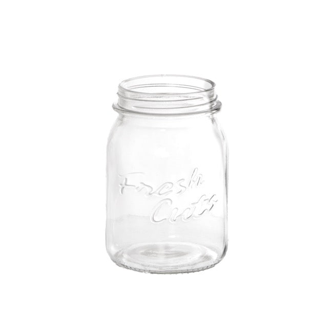 Glass Mason Jar Fresh Cuts Posy Vase Clear (9.5Dx15cmH)