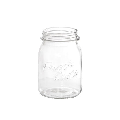 Glass Mason Jar Fresh Cuts Posy Vase Clear (9.5Dx15cmH)