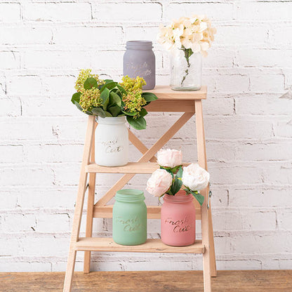 Glass Mason Jar Fresh Cuts Posy Vase Pink (9.5Dx15cmH)