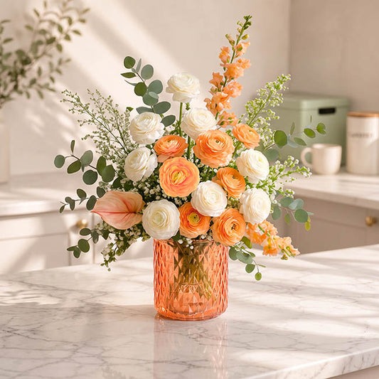 Glass Ann Maggie Vase Peach (15Dx15cmH)