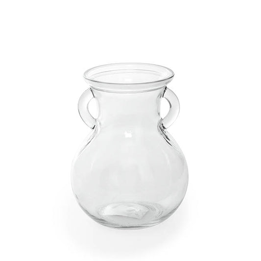 Glass Ginger Lily Vase With Handle Clear (9X12X15cmH)