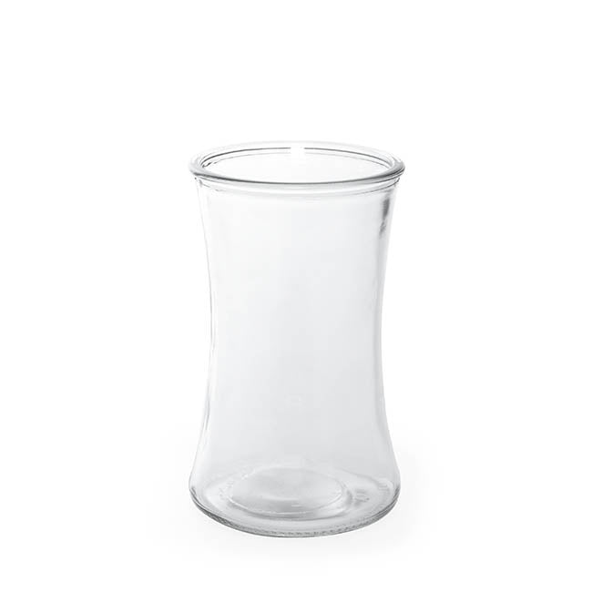 Glass Country Vase Concaved Sided Clear (10DX17cmH)