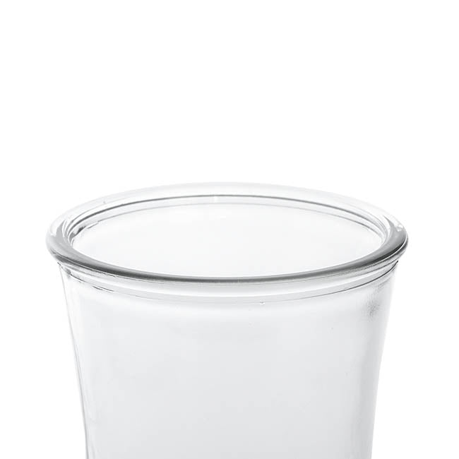 Glass Country Vase Concaved Sided Clear (10DX17cmH)