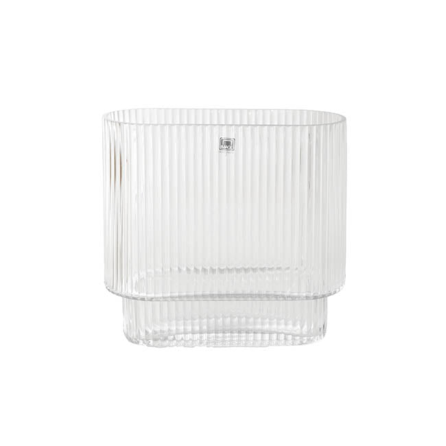 Glass Flat Ribbed Vase Clear (20x9x20cmH)