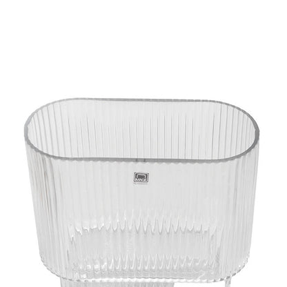 Glass Flat Ribbed Vase Clear (20x9x20cmH)