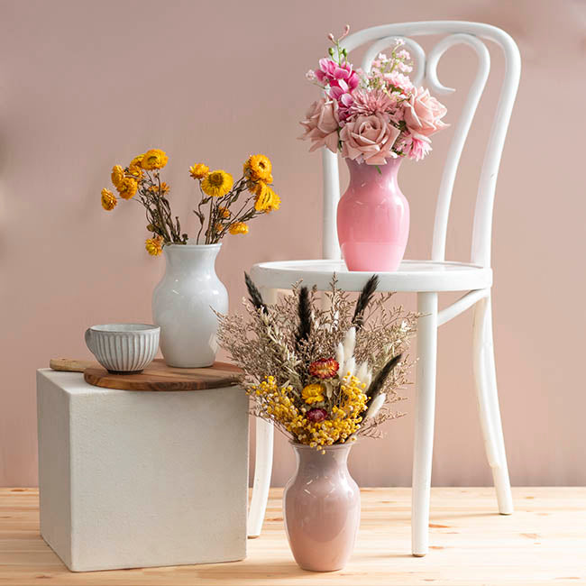 Glass Ginger Flared Vase Solid Pink (12Dx20cmH)