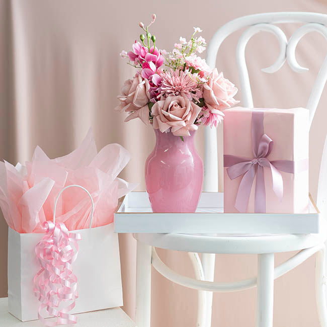 Glass Ginger Flared Vase Solid Pink (12Dx20cmH)