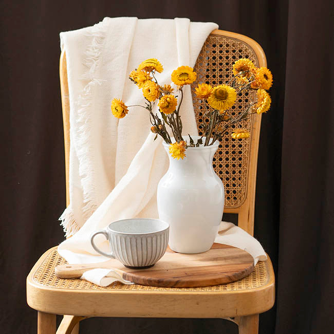 Glass Ginger Flared Vase Solid White (12Dx20cmH)