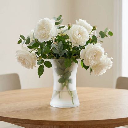 Glass Country Vase Concaved Sided Frosted Clear (10DX17cmH)