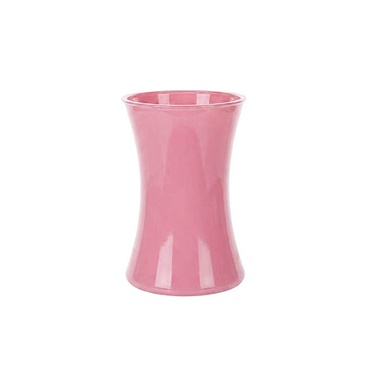 Glass Country Vase Concaved Sided Solid Pink (10DX17cmH)